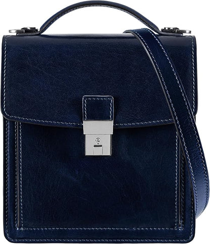 Time Resistance Small Leather Briefcase for Men - Crossbody Bag - Italian Leather Messenger Bag - Gift Box Included