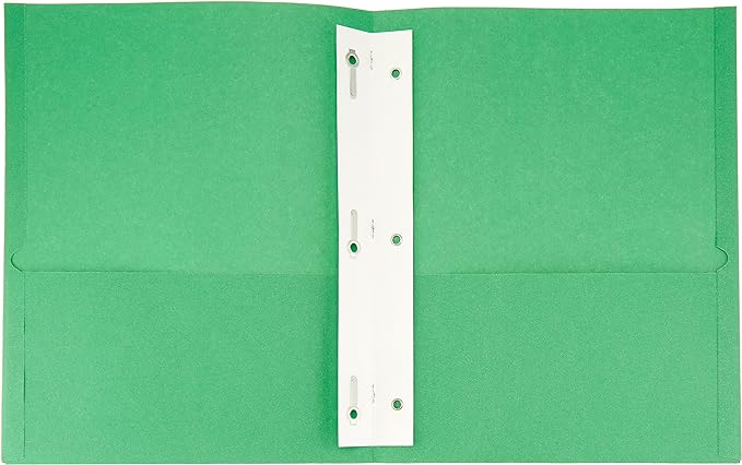 Amazon Basics Twin Pocket File Folders with Fasteners, 25-Pack, Letter, Assorted