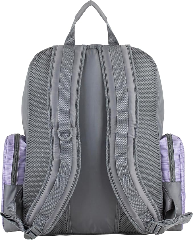 Eastsport Extra Large Backpack Expandable Oversized For Travel Hiking Work Camping Sports Outdoors With Drawstring Bag 18x13.5x9.5 Mochila De Viaje Lilac Stripes