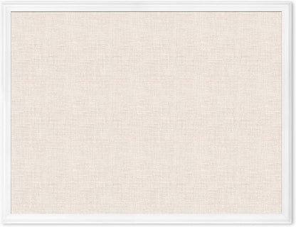 U Brands Farmhouse Linen Bulletin Board, 40"x30", White Wood Style Frame, Industrial Grade Pinning Surface