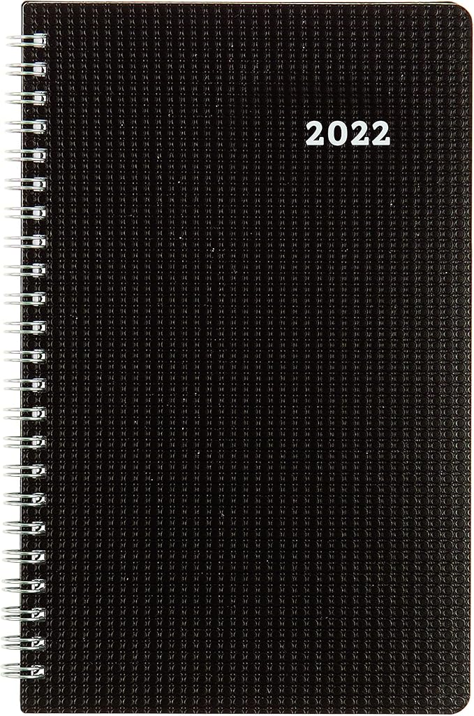 Brownline 2022 DuraFlex Weekly Planner, Appointment Book, 12 Months, January to December, Twin-Wire Binding, 8" x 5", Black (CB75V.BLK-22)