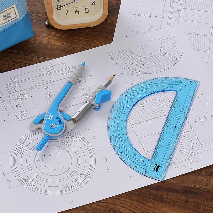 Mr. Pen- Compass and Protractor Set, Blue, Compass Geometry Tool, Protractor and Compass Set, Compass Drawing Tool, Drawing Compass, Protractor Set, Geometry Compass, Math Compass for Geometry