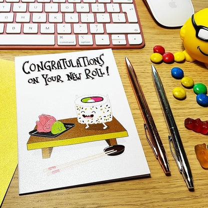 Congratulations on Your New Roll Card, Cute and Funny New or First Job Gift, Work or Office Promotion Congrats for Boss, Coworker, Colleague, Friend, Husband, Wife