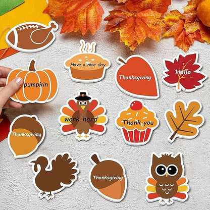 48 Pcs Fall Thanksgiving Day Sticky Notes Cute Thanksgiving Pumpkin Nut Leaf Turkey Cake Self Sticky Memo Pads for Thanksgiving Office School Classroom Student Kids Autumn Party Present