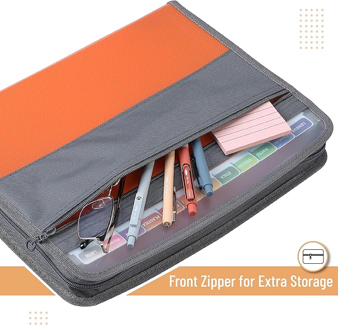 Mr. Pen- Accordion File Organizer, 13 Pockets, Orange, Letter A4 Paper Document Accordion Folder, Expanding File Folder with Sticky Labels, Accordion File Folder Document Organizer