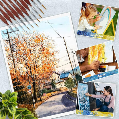 10PC Miniature Paint Brush for Fine Detailing, Detail Paint Brush, Mini Small Painting Brushes for Art, Crafts, Acrylic, Watercolor, Model, Face, Paint by Number, Citadel, Figurine (Brown)