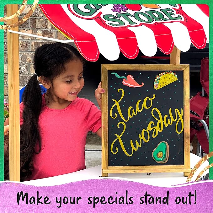 10 Metallic Colored Liquid Chalk Markers for Chalkboard Signs, Blackboard, Window, Labels, Bistro, Glass, Car - Wet Wipe Erasable Ink Chalkboard Markers, Reversible 6mm Tip Liquid Chalk Pens