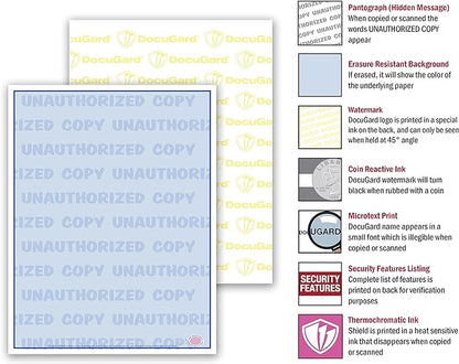 DocuGard Advanced Blue Multi-Purpose Security Paper, 7 Features, 8.5 x 11 Inches, 24 lb, 500 Sheets (04546)