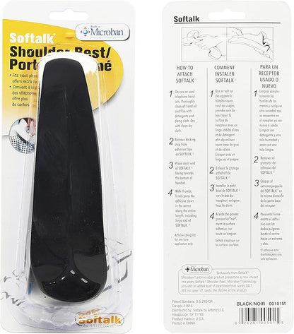 Softalk Antibacterial Black Phone Shoulder Rest | Landline Telephone Accessory (00101M)