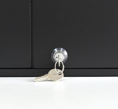 Acrimet Key Cabinet Organizer 64 Positions with Lock (Wall Mount) (64 Smoke Tags Included) (Black Cabinet)