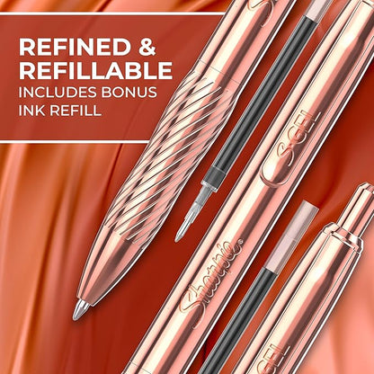 Sharpie S-Gel, Gel Pen, Copper Metal Body, Medium Point (0.7mm), Black Ink, Includes 1 Pen and 1 Additional Ink Refill