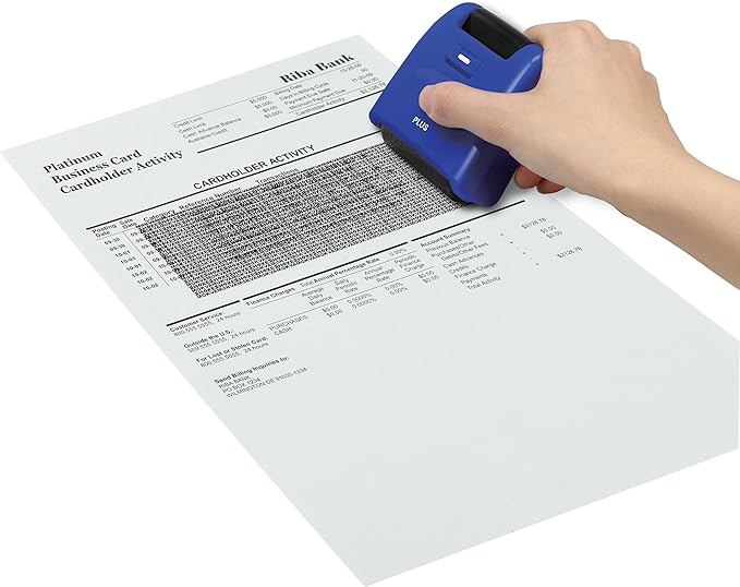 Guard Your ID WIDE Roller Identity Theft Prevention Security Stamp NAVY BLUE Mask out Private Information (38328)