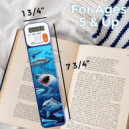 Mark-My-Time - Digital Bookmark - Mark My Time Reading Timer and Bookmark for Kids, Cool Bookmarks and Reading Incentives, Christmas Gift & Stocking Stuffer for Book Lovers - 3D Shark