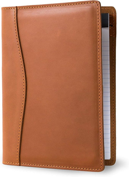 PEGAI Handmade 100% Leather Padfolio | Junior Legal Pad Folder Organizer for Business School Office Conference | Resume Interview Document Organizer Folio | Eriksen (Cognac Brown)