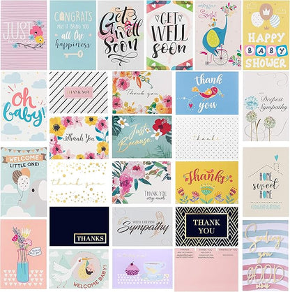 100 All Occasion Greeting Cards- 100 Eye Catching Designs with Organizer Box- Friendship /Anniversary Cards, BFF Cards, Thanks Cards, Wedding Cards & More- 4 x 6 with 100 Envelopes