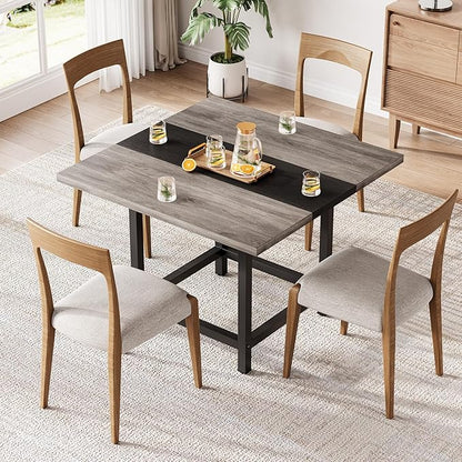 LITTLE TREE 39-Ince Square Small Conference Room Table for 4 People,Wood Computer Desk for Home Office, Small Space (Chair not Included)