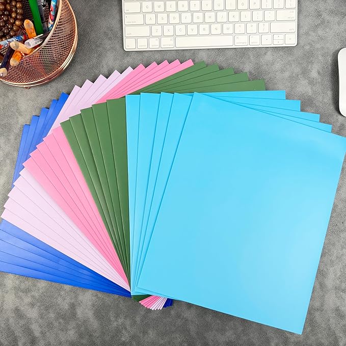 BIBRADAA® 50 Packs Pink Folders with Pockets,File Folder with Pockets Fit Letter Size Paper,File Folders Letter Size,Durable Paper Folders for School, Office, Business. (50, Pink)