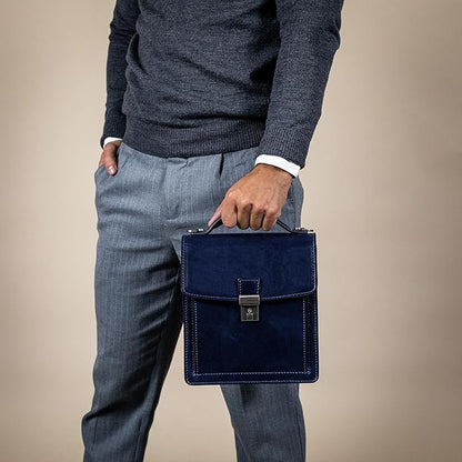 Time Resistance Small Leather Briefcase for Men - Crossbody Bag - Italian Leather Messenger Bag - Gift Box Included