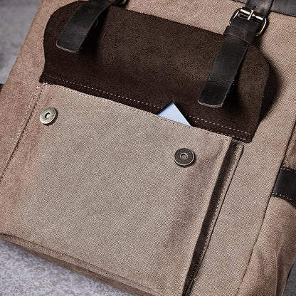 Vintage Waterproof Waxed Canvas Leather Backpack for Men Women 15.6" laptop Travel Rucksack