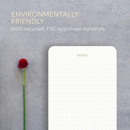 Elegant Desk Notepads for Professionals, Executive's Memo Pads, Minimalist, Gold Foiled, Dotted Layout, 5 Pack, 375 Sheets Total (75 Each), 6.3" x 3.9”, 80 GSM, Eco-friendly, FSC™ Certified
