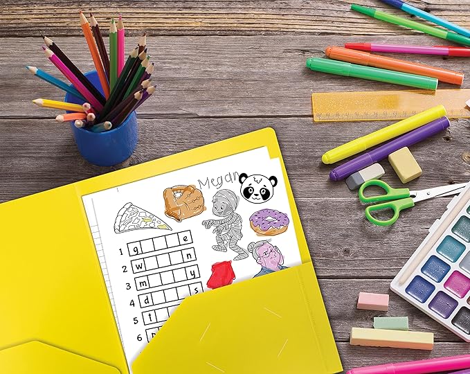 Better Office Products Heavyweight Plastic 2 Pocket Portfolio Folder, Letter Size Poly Folders 24 Pack (Yellow)