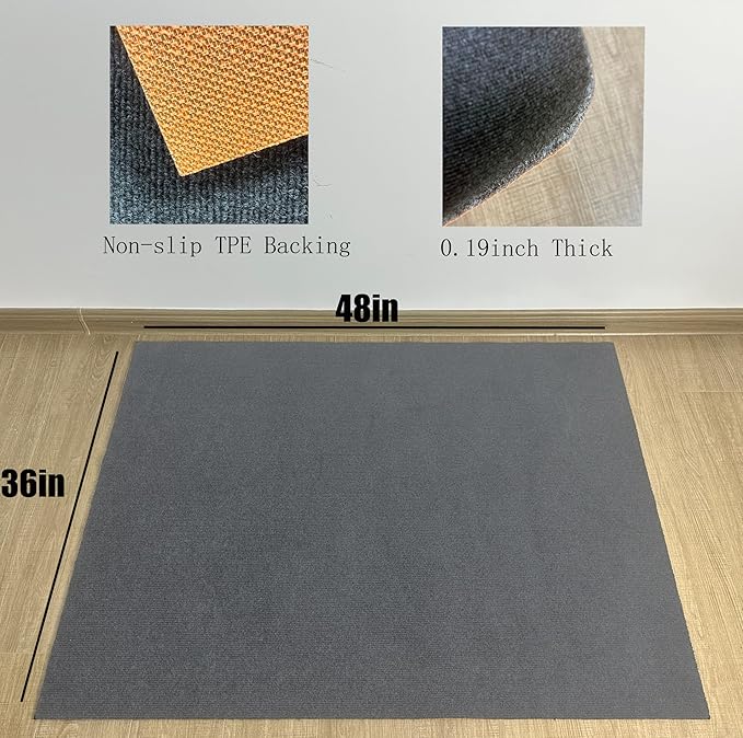 Office Chair Mat for Hardwood 36"x48" Computer Gaming Desk Floor Mat for Rolling Chair Non Slip Floor Protector,Grey