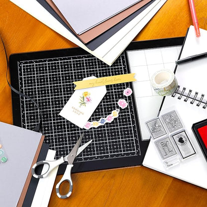 Cardstock 12 x 12 Paper Pack - 65lb Smooth Card Stock for Crafts, Cardmaking, Art Projects - 50 Square Scrapbook Sheets, 5 Assorted Colors - Double Sided with Solid Core, Neutral