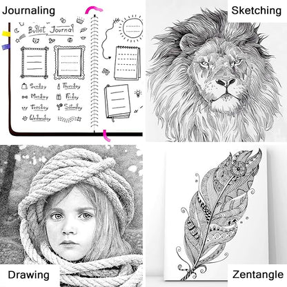 Muchcute Micro Fineliner Drawing Art Pens: 8 Black Fine Line Waterproof Ink Set Artist Supplies Archival Inking Markers Liner Professional Sketch Outline Crafts Sketching Watercolor Zentangle Stuff