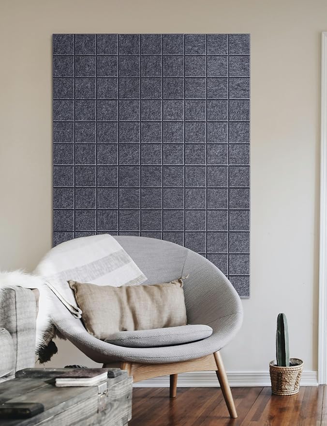 Large Cork Board for Wall 48" X 36", 12 Pack Felt Wall Tiles Bulletin Board Cork Boards for Walls, Felt Board Pin Board Tack Board Corkboard for Office (Drak Grey)