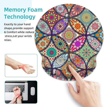 Ergonomic Mouse Pad with Wrist Support,Boho Modern Art Mouse Pad with Wrist Rest,Relieve Wrist Pain Mousepad Non-Slip Rubber Base,Mouse Pads for Desk,Computers,Laptop,Office,Gaming,Accessories