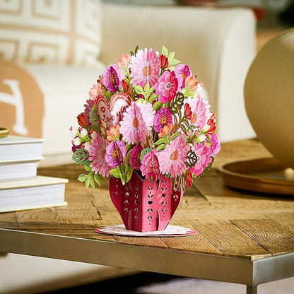 Paper Love HugePop 3D Love You Bouquet Pop Up Card, with Detachable Paper Flower Bouquet, Gift for Birthday, Anniversary, Wedding, All Occasion - Jumbo 10" x 14" Cards - Includes Envelope and Note