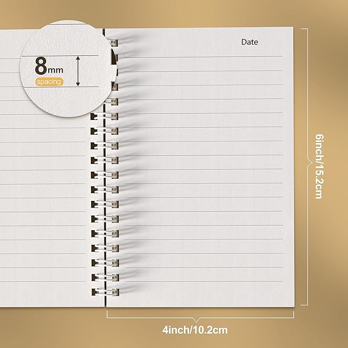 4 Pack Spiral Notebook for Work - 4" x 6" Softcover Notebooks College Ruled for Note Taking, School Supplies,200 Sheets 400 Pages Journals Black