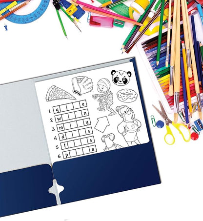 Better Office Products Two Pocket Portfolio Folders, 50-Pack, Blue, Letter Size Paper Folders, 50 Pieces, Blue