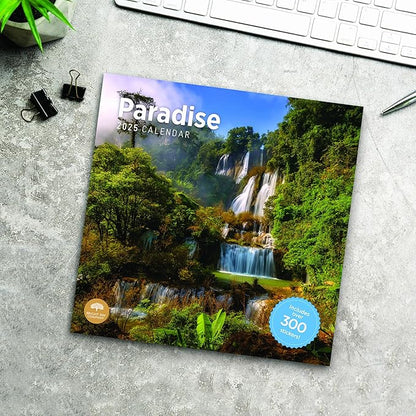 2025 Paradise Monthly Wall Calendar by Bright Day, Includes Over 300 Stickers, 12 x 12 Inch