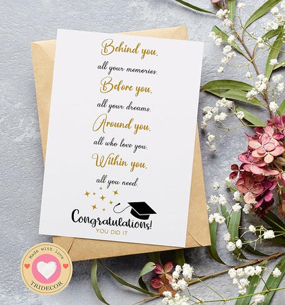 Graduation Card for Him Her, Cute Graduation Gift for High School College Grad, Behind You Before You Around You Within You Gift- 5x7 inch Folded Card include Envelope, Sticker - Blank Inside by PICCAFI