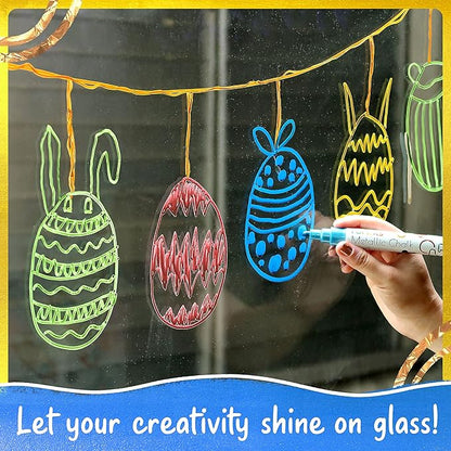 10 Metallic Colored Liquid Chalk Markers for Chalkboard Signs, Blackboard, Window, Labels, Bistro, Glass, Car - Wet Wipe Erasable Ink Chalkboard Markers, Reversible 6mm Tip Liquid Chalk Pens