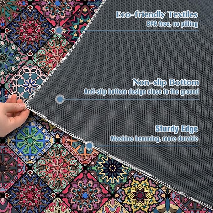 Office Chair Mat for Hardwood Floor Floral Mandala 48"x60" Computer Gaming Chair Mat Anti-Slip Office Rugs Floor Protector for Rolling Chairs Under Desk Rug for Home Office