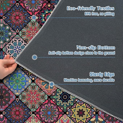 Office Chair Mat for Hardwood Floor Floral Mandala 48"x60" Computer Gaming Chair Mat Anti-Slip Office Rugs Floor Protector for Rolling Chairs Under Desk Rug for Home Office