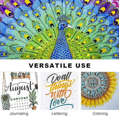 Dual Brush Marker Pens,24 Colored Markers,Fine Point and Brush Tip for Kids Adult Coloring Books Bullet Journals Planners,Note Taking Coloring Writing