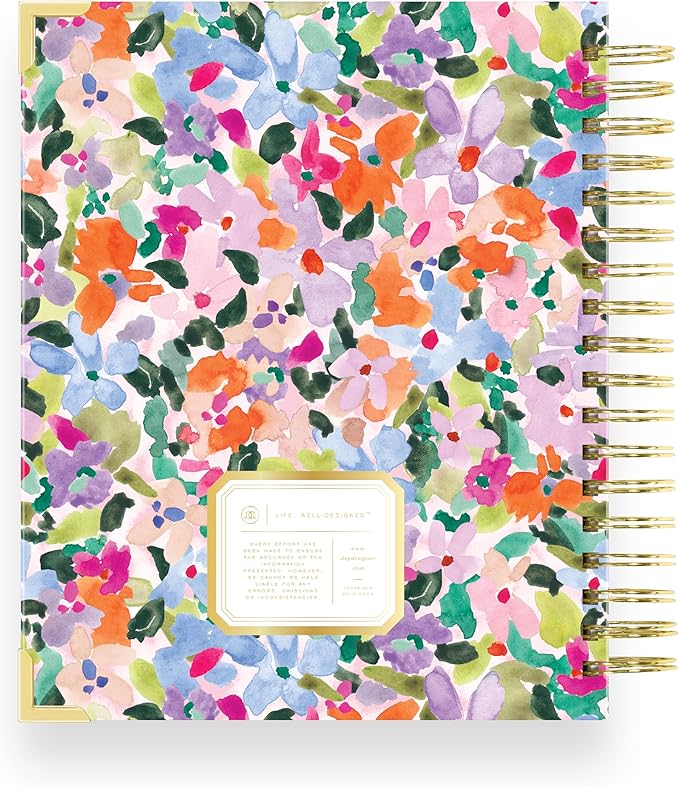 Day Designer 2025 Daily Planner – Premium Planner for Stylish Organization. Combines Monthly Calendar, Hourly Schedule, To-Do List, Gratitude, Goal Setting, Inspirational Quotes, Stickers & More. Elegant laminated Cover with Gold Accents (Blurred Spring)