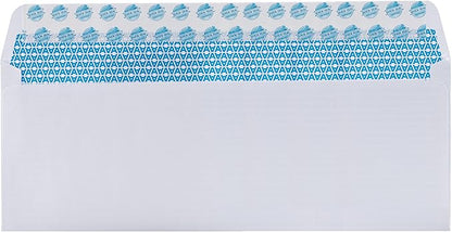 Aimoh #10 Security Self-Seal Envelopes - 1 Case - 5 Packs - 2500 Envelopes, Windowless, Security Tint Pattern, Quick-Seal Closure - EnveGuard - Size 4-1/8 x 9-1/2 Inches - White - 24 LB (34010-CS)