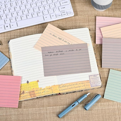 Index Cards 4x6 Ruled Line Flashcards,156 Pcs Flash Cards Study Cards in Vintage Colors,Lined Ruled Notecards for Home, School Learning, Note Taking and Studying-Aesthetic Color