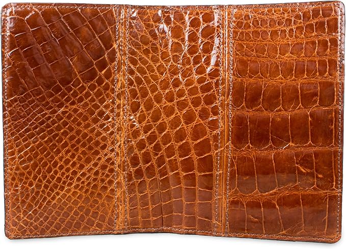 Genuine Florida Alligator Skin Notebook Padfolio (Small 5x8 Notepad, Cognac)