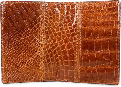 Genuine Florida Alligator Skin Notebook Padfolio (Small 5x8 Notepad, Cognac)