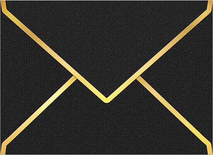 60 Pack Gold Envelopes 5x7 Bluk Black, 250G Pearled Cardstock A7 Envelopes for Invitations Business Mailing Envelope with Gold Foil Border, A6 4x6 Envelopes for Wedding Baby Shower Cards