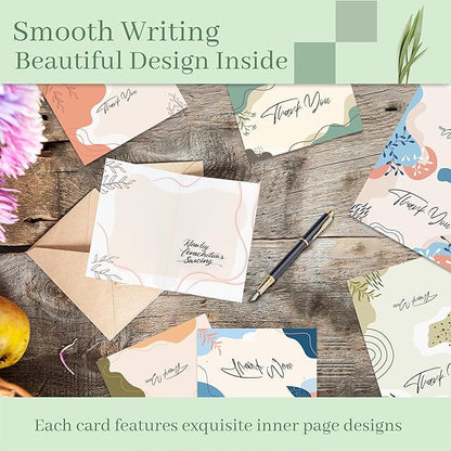 24 Pack Scented Thank You Cards with Kraft Envelopes & Matching Stickers, Scratch & Sniff Bulk Greeting Cards, 4x6 Inch Thank You Notes for Wedding, Business, Baby & Bridal Shower, Graduation, Funeral