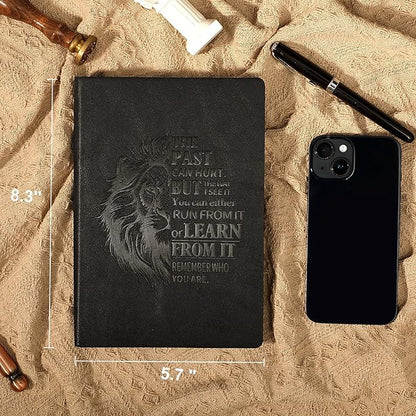 Leather Journal for Men Soft Cover 256 Pages Lined Journals for Writing A5 Lion Journaling Notebooks Vintage Inspirational Diary, 5.7" x 8.3", Black