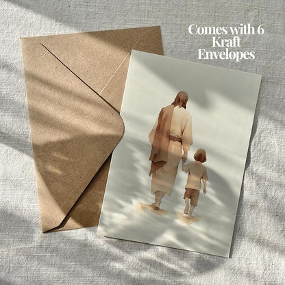 | The Way He Leads | Christian Greeting Cards Set of 6 with Envelopes | Scripture Biblical Cards, Jesus Decor Christian Gifts for Women, Religious Gifts Christian Décor (5"x7")