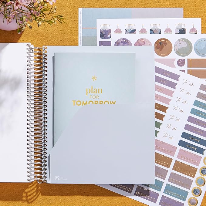 Erin Condren 12-Month Spiral Life Planner (Jan 2025 - Dec 2025) | 7x9 Weekly Planner with Monthly Calendars | Evolve Covers, Bold Blooms Interior, Vertical Layout, Platinum Coil