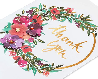 Papyrus Blank Thank You Card (Painterly Wreath)